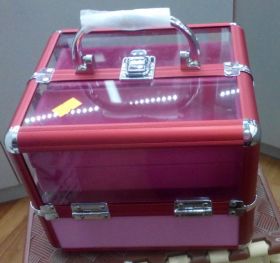 маленький прозрачный чемоданчик с розовыми вставками