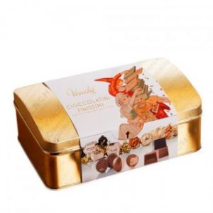 Шоколадные конфеты в золотом сундучке Venchi Cioccolatini Finissimi Gold Metal Tin Gift Box ассорти - 300 г (Италия)