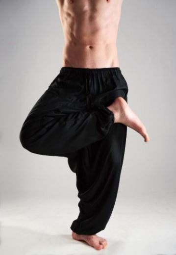 Мужские штаны алладины (афгани) черного цвета, доставка из Индии бесплатно при сумме от 1999 руб.