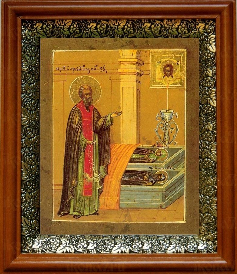 Сергий Радонежский у гроба родителей (19х22), светлый киот
