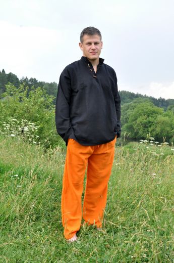 Мужские прямые летние штаны оранжевого цвета из органического хлопка, Москва, интернет магазин