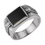 Посеребренное мужское кольцо с ониксом (покрытие оксидировано). Арт. 788006
