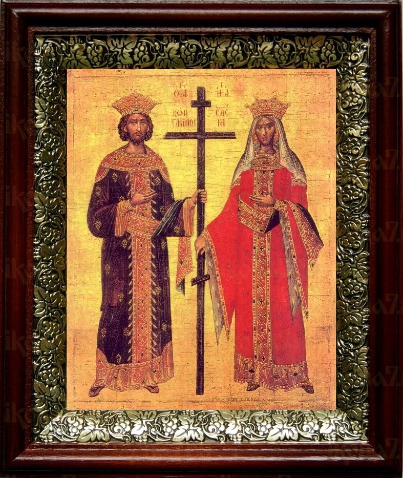 Константин и Елена (19х22), темный киот