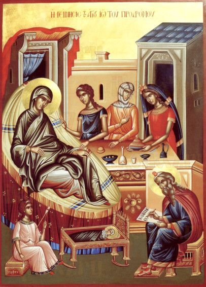 Рождество Иоанна Предтечи (рукописная икона)