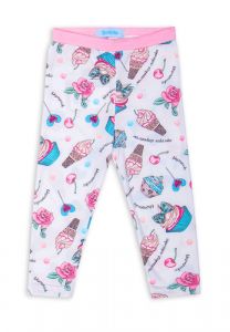 Легкие трикотажные брюки с красочным рисунком для девочки