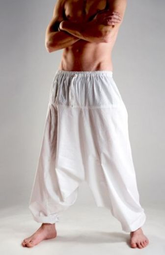 Белые мужские штаны алладины (афгани) из хлопка, интернет магазин СПб