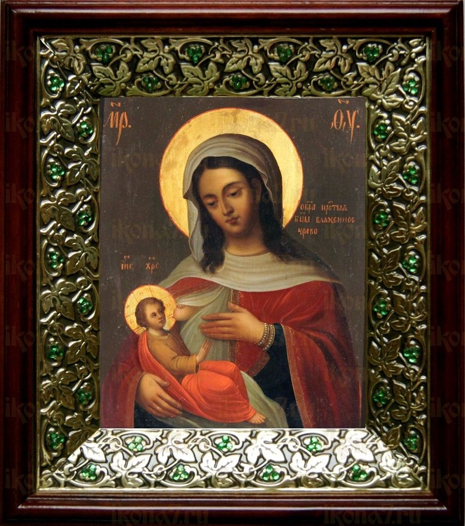 Барловская икона Божьей Матери (21х24), киот со стразами