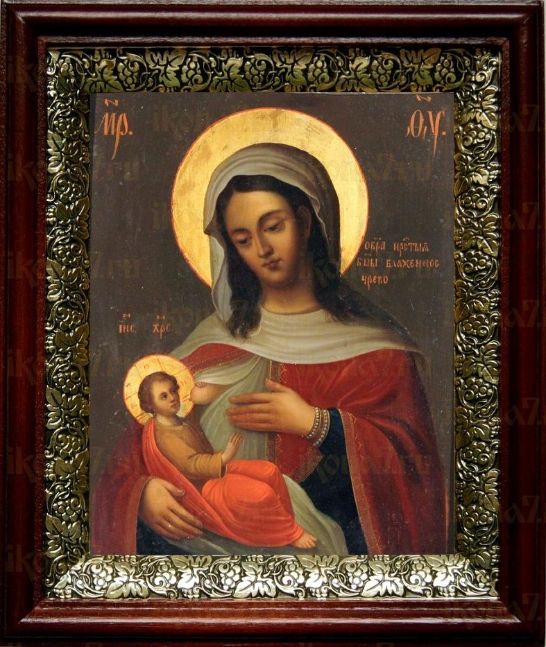 Барловская икона Божьей Матери (19х22), темный киот