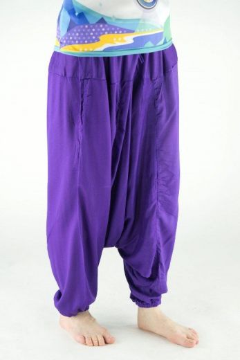 Яркие фиолетовые штаны алладины (афгани) из вискозы, купить в Москве