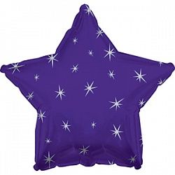 Звезда с искорками фиолетовая шар фольгированный с гелием