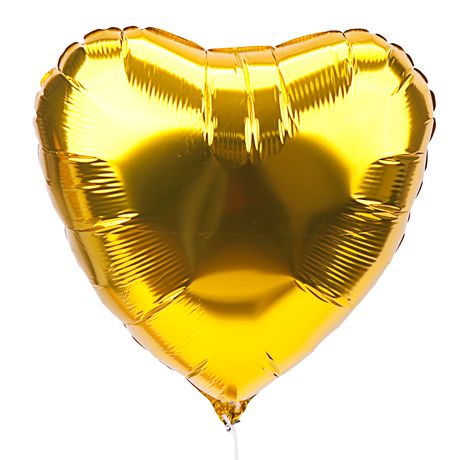 Сердце золотое шар фольгированный с гелием