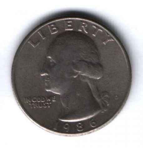 1/4 доллара 1986 г. США, D