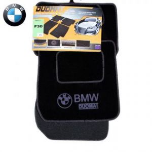 Коврики текстильные для BMW 3 (F30) в салон автомобиля Duomat (Польша) - 4 шт | Автоковрики ворсовые (велюровые) в машину БМВ 3 (Ф30) - черные
