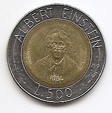 Альберт Эйнштейн 500 лир (Регулярный выпуск)  Сан-Марино 1984