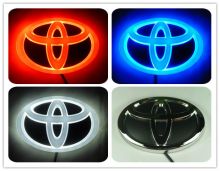Эмблема Тойота с LED подсветкой 4D, цвет на выбор