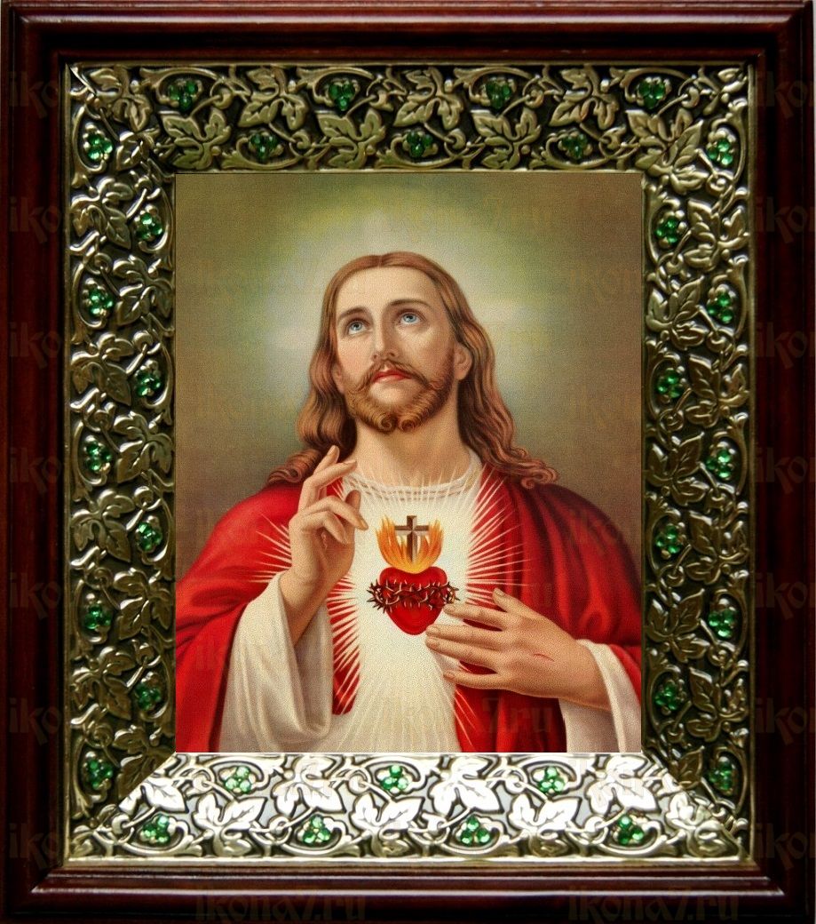 Сердце Иисуса Христа (21х24), киот со стразами