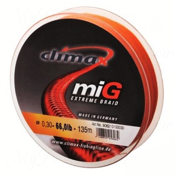 Плетёный шнур Climax Mig Extreme Braid 135m 0,18мм 14,8кг (оранжевый)