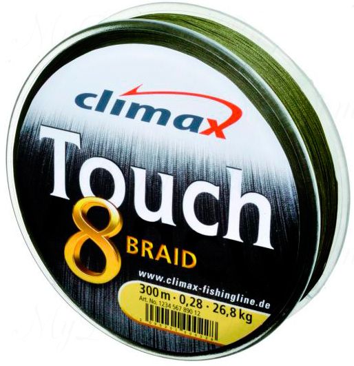 Плетёный шнур Сlimax Touch 8 Braid (тёмно-зеленый) 135м 0,12мм 9,2кг (круглый)