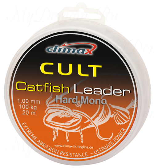 Поводочный материал Climax CULT CATFISH LEADER Hard Mono 0,90 mm 60 кг 50 м цвет: серый (для ловли сома)