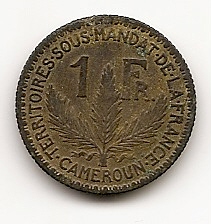 1 франк  Камерун Подопечная территория ООН Франция  1924