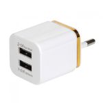 Вилка 2 USB квадрат Gold Line (2.1A / 1A)