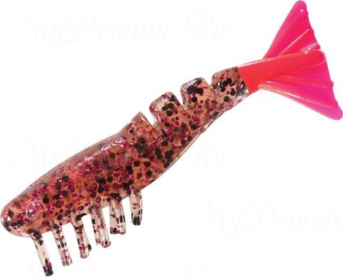 Креветки MISTER TWISTER Exude Shrimp 7 см. уп. 5 шт. 0PBK6 (съедобная, прозрачный, черными и розовыми блестками с розовым хвостом) фирменная упак. NEW