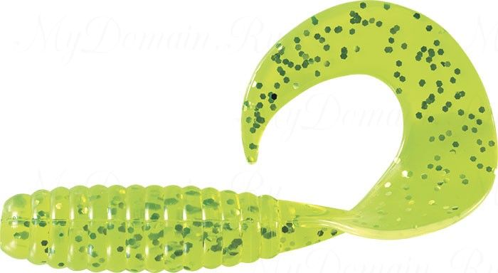 Твистер MISTER TWISTER FAT Curly Tail 9 cm 10S-Chartreuse/Silver Flake уп. 8 шт. фирменная упаковка
