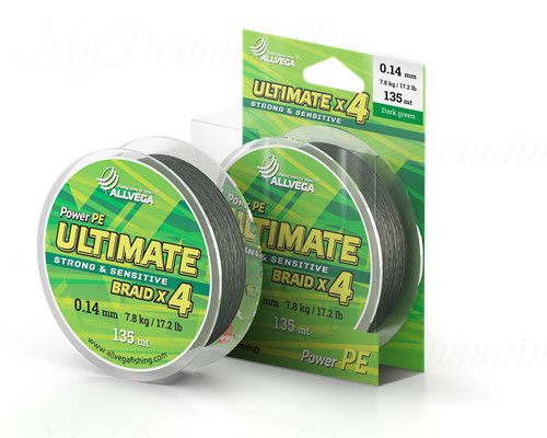 Шнур плетёный ALLVEGA "Ultimate" 135м тёмно-зелёный 0,10мм (5,1кг)