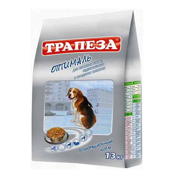 Корм Трапеза "Оптималь" с говядиной для взрослых собак, склонных к полноте 10кг