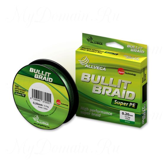 Плетеный шнур Allvega Bullit Braid 135M Dark Green 0,14mm