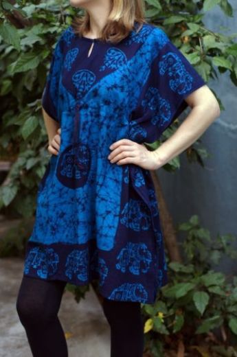 Короткое изумрудное платье (туника) на кулиске из хлопка, Москва