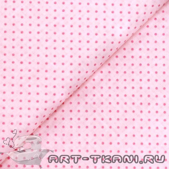 Ткань хлопок розовые точки на розовом 50х40