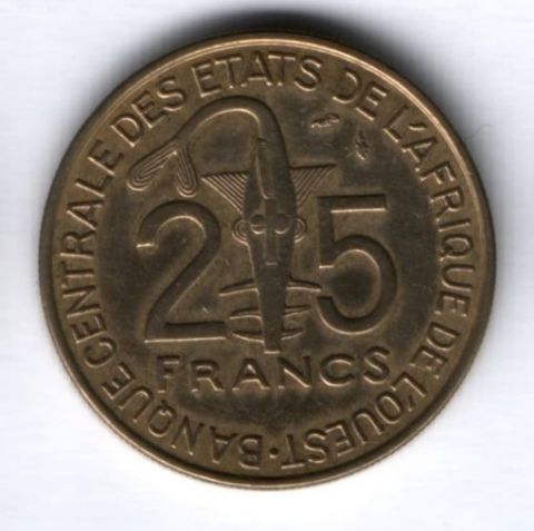 25 франков 1987 г. Западные Африканские Штаты
