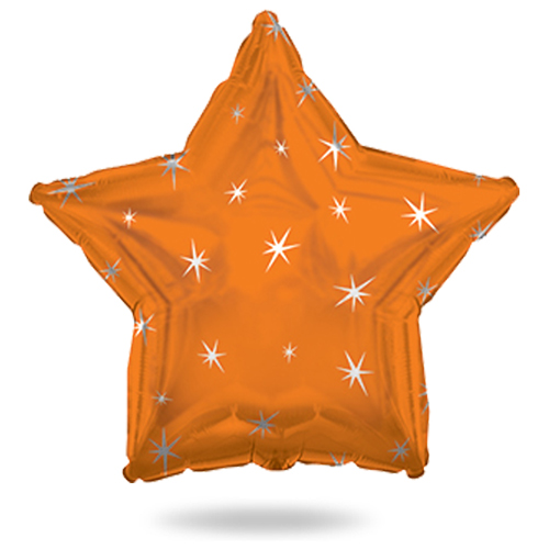 Звезда оранжевая с искорками шар фольгированный с гелием