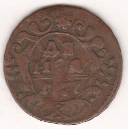 деньга 1737 г. перечекан