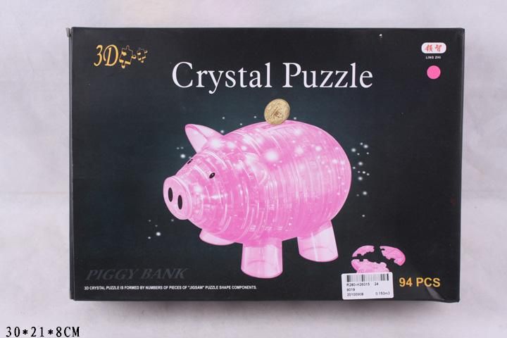 Пазл Crystal Puzzle Копилка хрюшка розовая (91103), 93 дет.