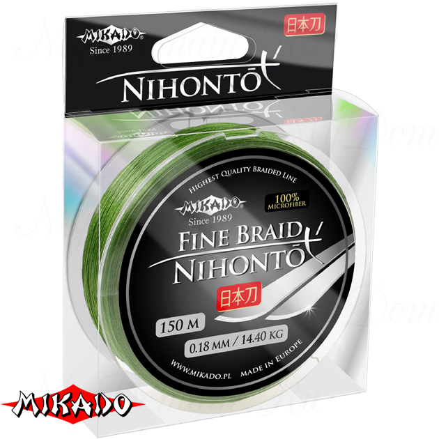 Плетеный шнур Mikado NIHONTO FINE BRAID 0,16 green (150 м) - 12.50 кг., шт