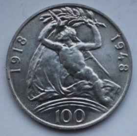 30-летие независимости Чехословакии 100 крон Чехословакия 1948