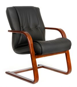 Кресло CHAIRMAN 653V для посетителя, кожа, цвет черный