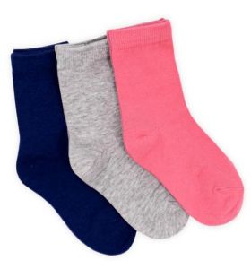 Носки для девочки 3 пары синие, серые, розовые