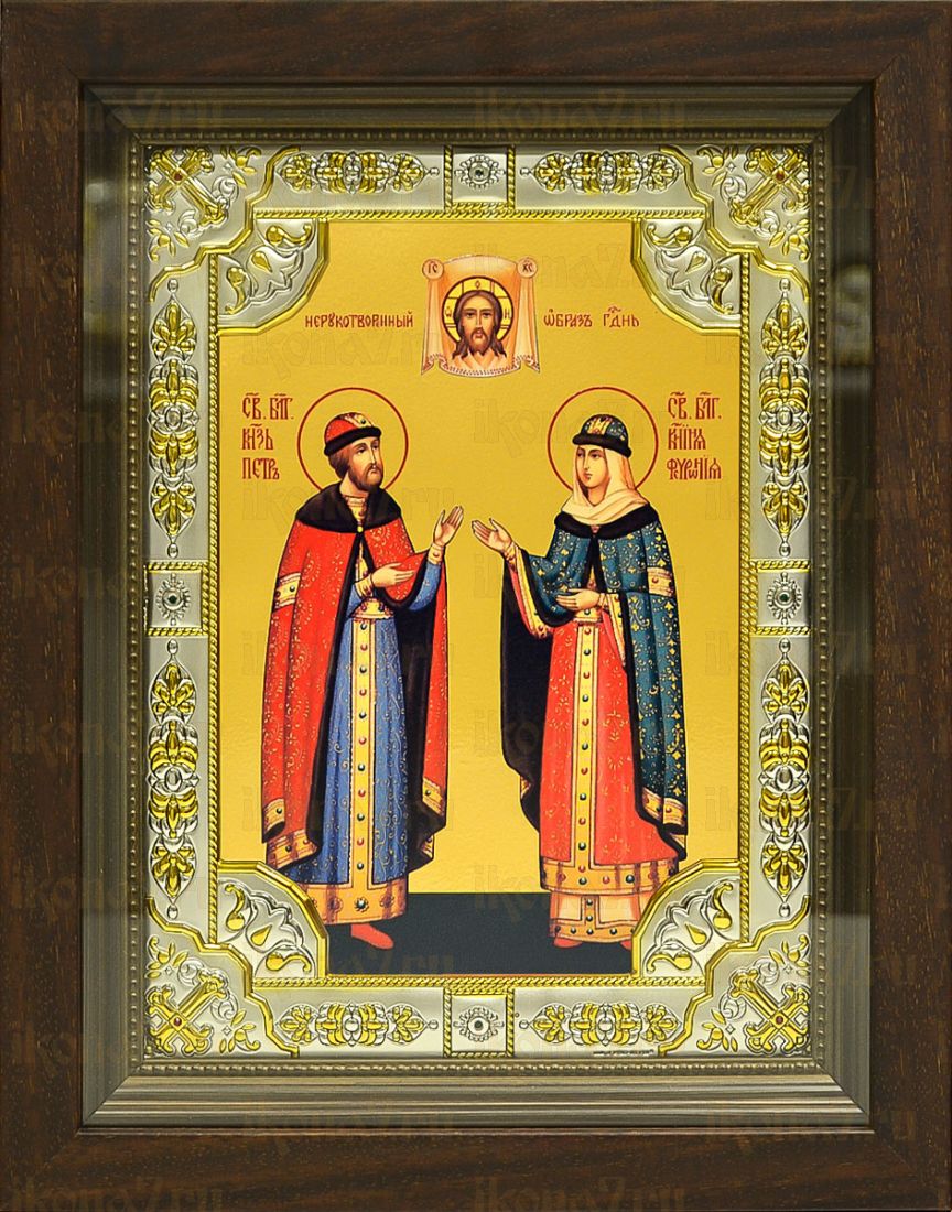 Петр и Феврония Муромские (24х30), серебро