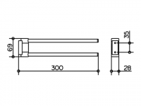 Keuco Plan Полотенцедержатель поворотный 14919 (30 см) схема 1