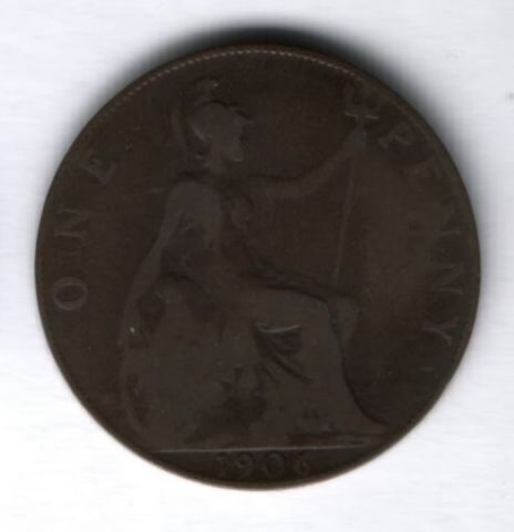 1 пенни 1906 г. Великобритания
