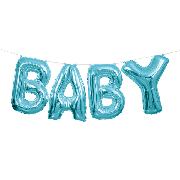 Слово BABY синее шар фольгированный с воздухом