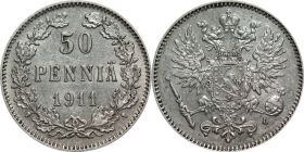 НИКОЛАЙ 2 - Русская Финляндия СЕРЕБРО 50 пенни 1911 года L (1227). СОСТОЯНИЕ