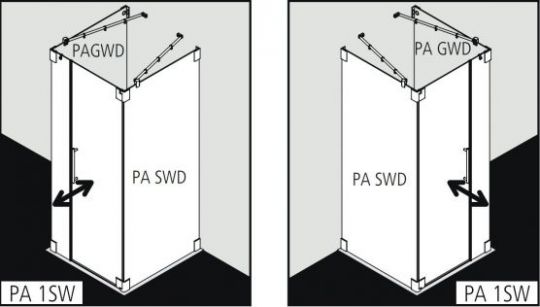 Kermi Pasa в угол или пристенный монтаж PA 1SW схема 2