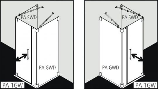 Kermi Pasa в угол или пристенный монтаж PA 1GW схема 4