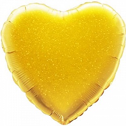 Сердце золотое голографическое шар фольгированный с гелием