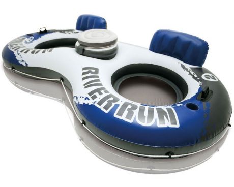 Надувное двухместное кресло-круг для плавания Intex 58837, 243 х 157 см, с термо-резервуаром, швартовкой и подстаканниками