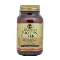 Солгар Биотин (Biotin) 5000 мкг, 50 капс.